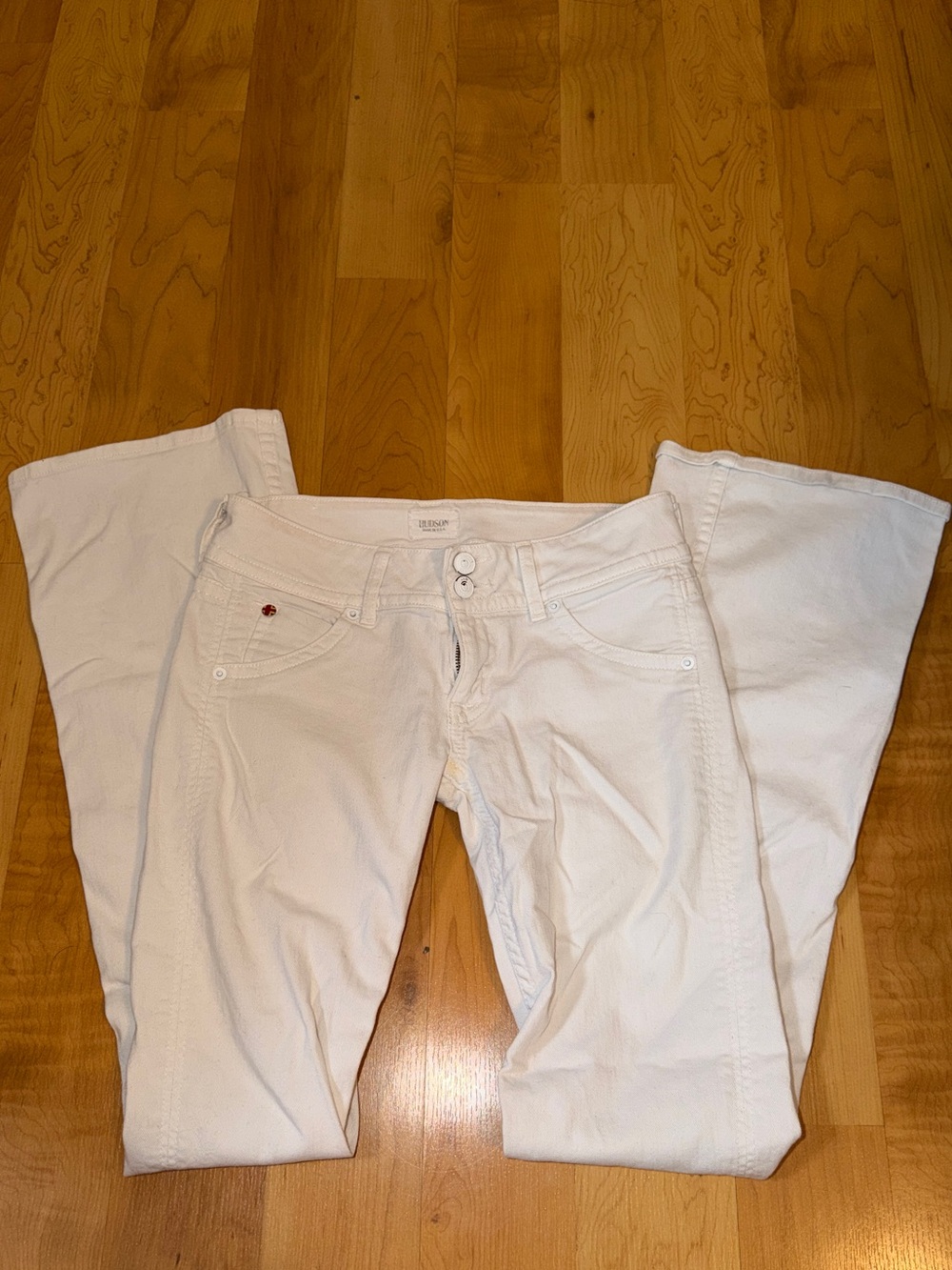 Hudson Jeans White Denim Jacket with Button Details